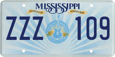 MS license plate ZZZ109