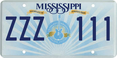 MS license plate ZZZ111