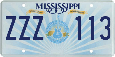 MS license plate ZZZ113