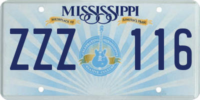 MS license plate ZZZ116