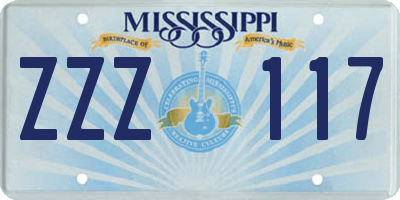 MS license plate ZZZ117