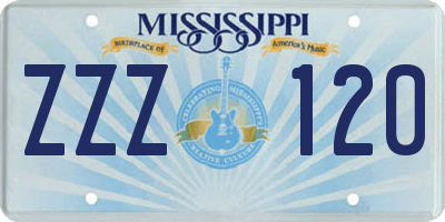 MS license plate ZZZ120