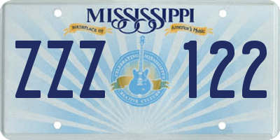 MS license plate ZZZ122