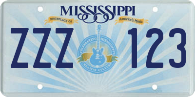 MS license plate ZZZ123