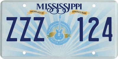 MS license plate ZZZ124