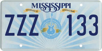 MS license plate ZZZ133