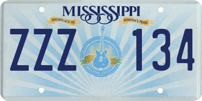 MS license plate ZZZ134