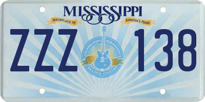 MS license plate ZZZ138