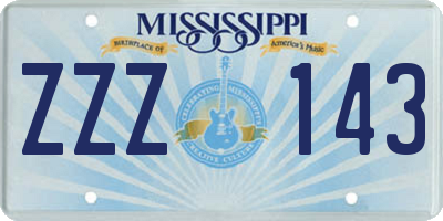 MS license plate ZZZ143