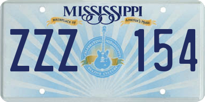 MS license plate ZZZ154