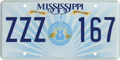 MS license plate ZZZ167