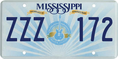 MS license plate ZZZ172