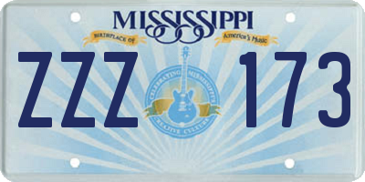 MS license plate ZZZ173