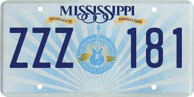 MS license plate ZZZ181