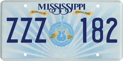 MS license plate ZZZ182