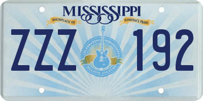 MS license plate ZZZ192