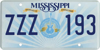 MS license plate ZZZ193