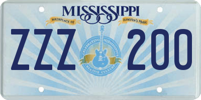 MS license plate ZZZ200