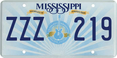 MS license plate ZZZ219