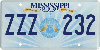 MS license plate ZZZ232