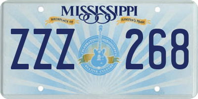 MS license plate ZZZ268