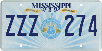 MS license plate ZZZ274