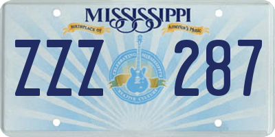 MS license plate ZZZ287