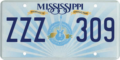MS license plate ZZZ309