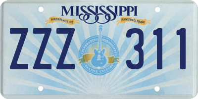 MS license plate ZZZ311