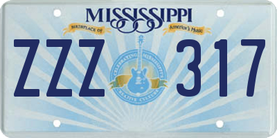MS license plate ZZZ317