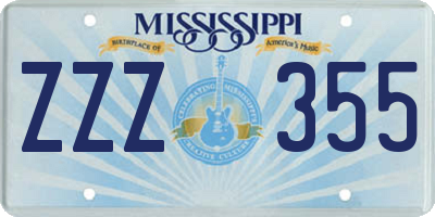 MS license plate ZZZ355