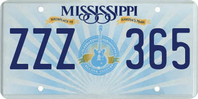 MS license plate ZZZ365