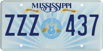 MS license plate ZZZ437