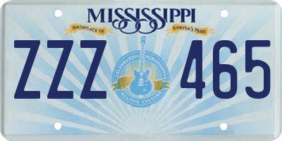 MS license plate ZZZ465