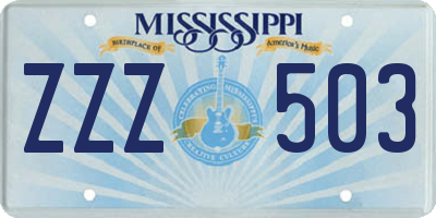 MS license plate ZZZ503