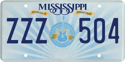 MS license plate ZZZ504