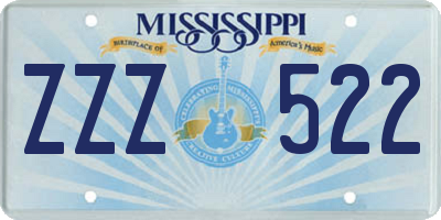 MS license plate ZZZ522