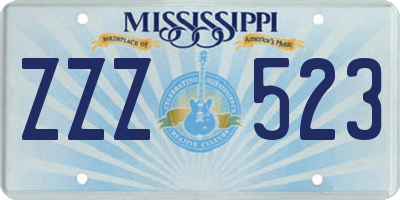 MS license plate ZZZ523