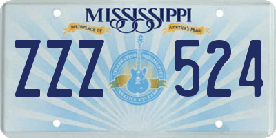 MS license plate ZZZ524
