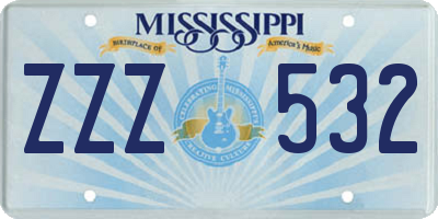 MS license plate ZZZ532