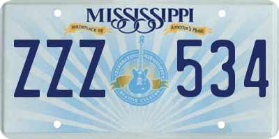 MS license plate ZZZ534