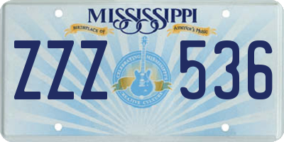 MS license plate ZZZ536