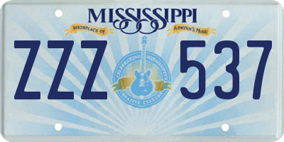 MS license plate ZZZ537