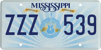 MS license plate ZZZ539