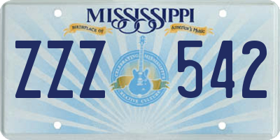 MS license plate ZZZ542