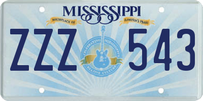 MS license plate ZZZ543