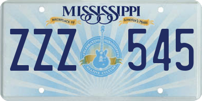 MS license plate ZZZ545