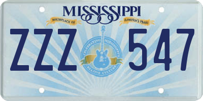 MS license plate ZZZ547