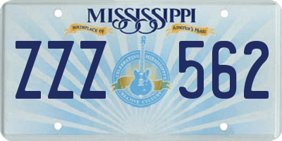 MS license plate ZZZ562