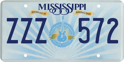 MS license plate ZZZ572